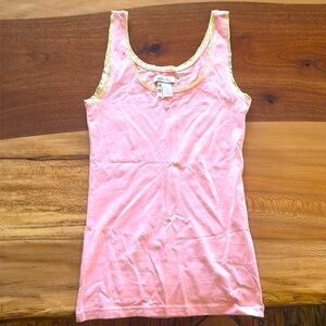 Matilda Jane m pink tank top with yellow lace never worn